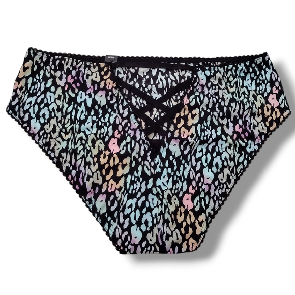 NWT Torrid Black and Blue Leopard Print Hipster Panties Sz 0 (L) - Picture 2 of 4